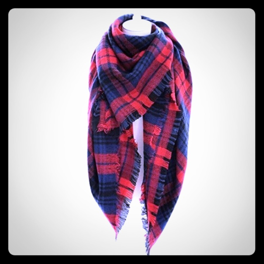 Tartan Blanket Scarf Red/Blue